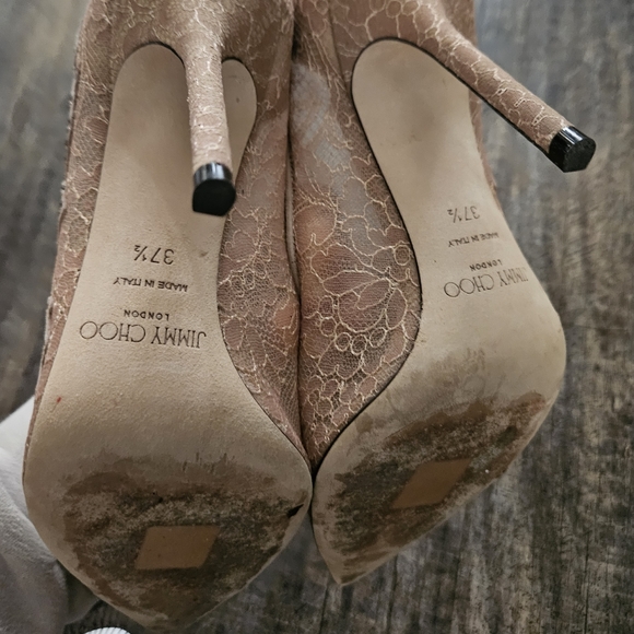 JIMMY CHOO Love 100 crystal-embellished suede and corded lace pumps - Picture 4 of 6